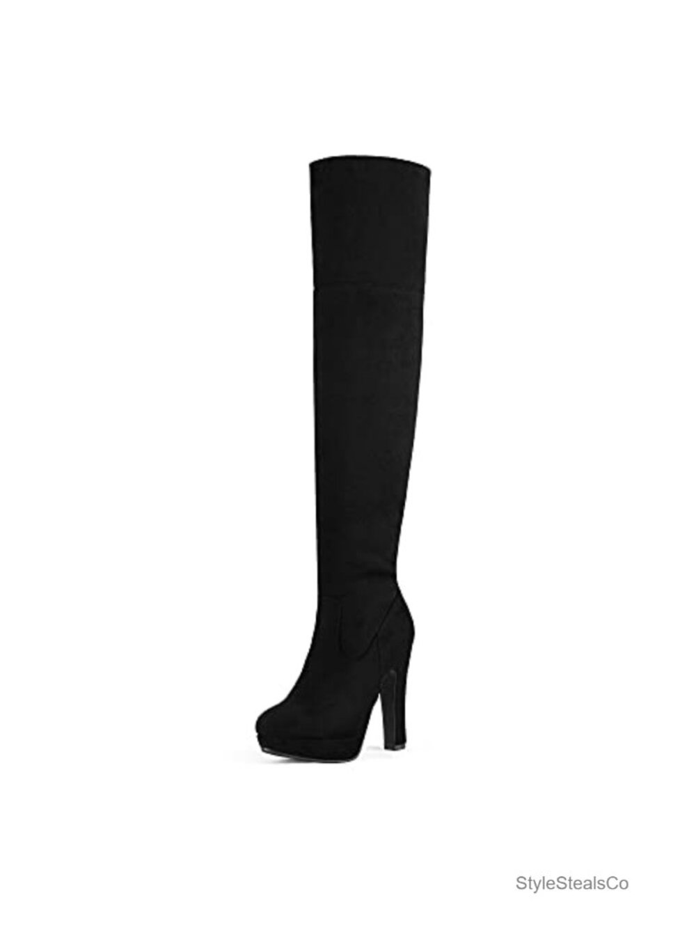 Faux Suede Thigh High Over the Knee Chunky Heel Platform Boots